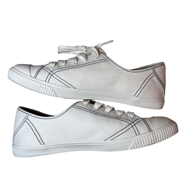 Kate Spade Tomm Canvas Tennis Shoes Sneakers Low White Womens Sz. 9b Preppy - Picture 3 of 10